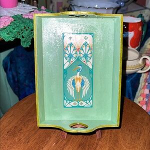 Handmade Decorative Green wood trinket Tray